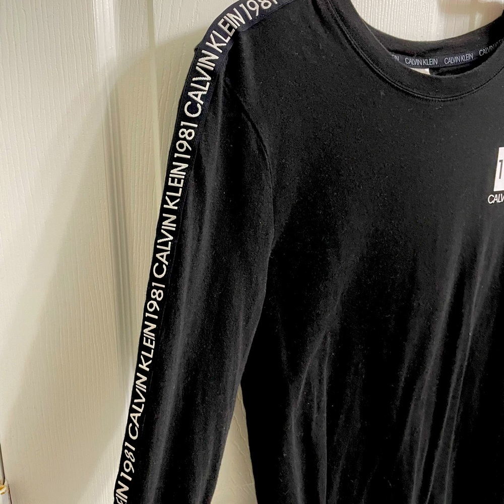 Calvin Klein Designer Long-Sleeve Sleep T-Shirt Dress Black Long Tee